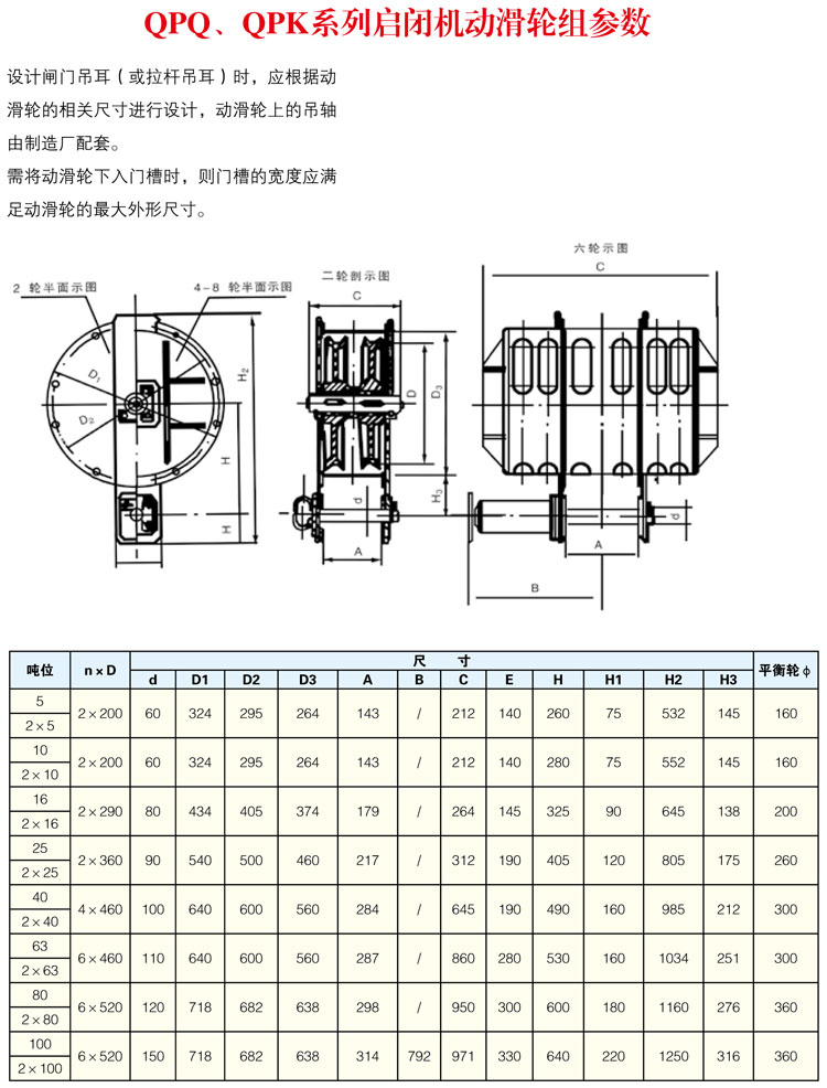 qpq、qpk系列启闭机动滑轮组